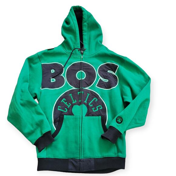 NBA UNK Boston Celtics Large Logo Embroidered Full Zip Sweatshirt Men Sz Large - Picture 1 of 10